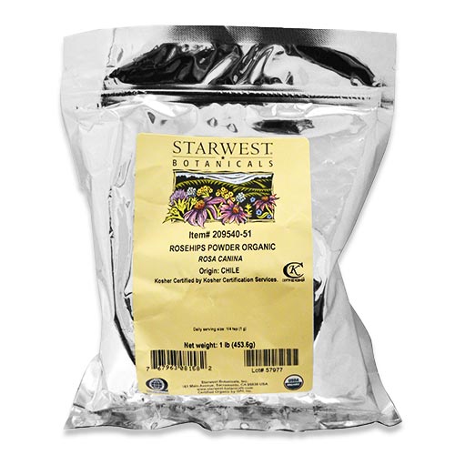 玫瑰果 - オーガニックローズヒップパウダー 453.6g (1lbs) Starwest Botanical (スターウエストボタニカルズ) 女性 ローズヒップティ 茶 粉末 有機 tea【お取り寄せ商品】【合わせて買いたい】