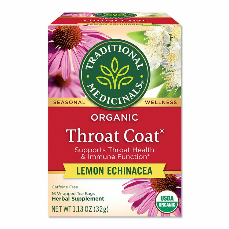 トラディショナルメディシナル オーガニック レモンエキナセア スロートコート 16包 Traditional Medicinals Organic Lemon Echinacea Throat Coat カフェインフリー