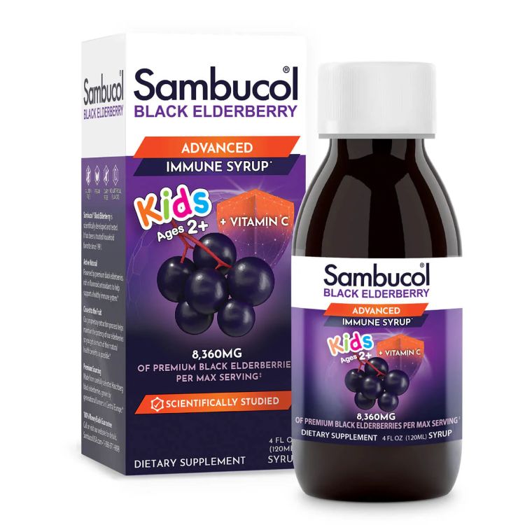 サンブコル ブラックエルダーベリーシロップ キッズ 120ml SAMBUCOL Black Elderberry Syrup Kids 4 OU..