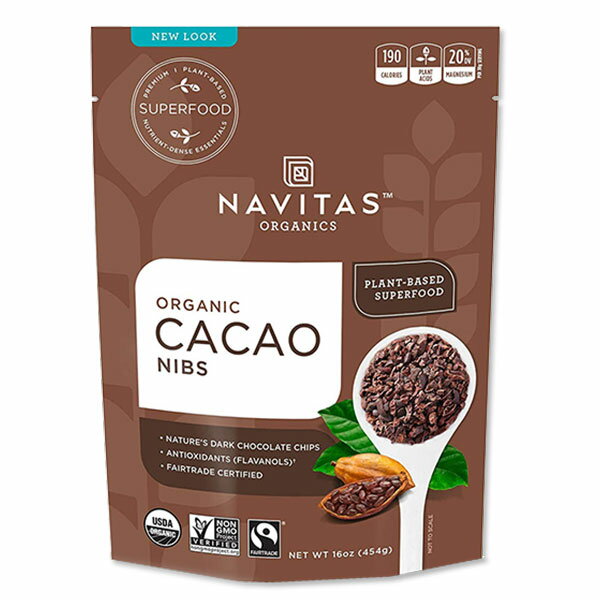 【ホッと一息タイムに】オーガニック カカオニブ 454g (16oz) 約15回分 Navitas Organics (ナビタスオーガニックス)