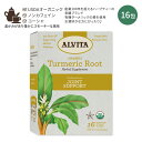 【ホッと一息タイムに】アルビタ オーガニック ターメリックルート ティーバッグ 16包 32g (1.13 oz) Alvita Organic Turmeric Root Tea カフェインフリー ハーブティー ウコン 秋ウコン