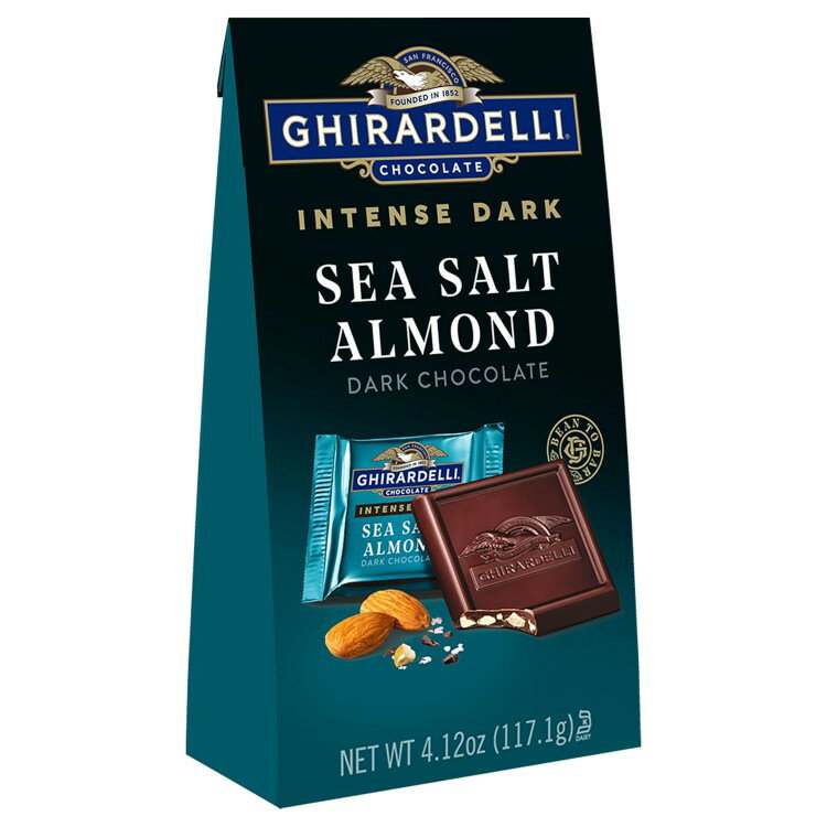 【アメリカウォルマート品】ギラデリ インテンス ダーク チョコレート スクエア シーソルト アーモンド 4.12 オンス バッグ GHIRARDELLI Intense Dark Chocolate Squares, Sea Salt Almond, 4.12 oz Bag 【お取り寄せ商品】【合わせて買いたい】のサムネイル