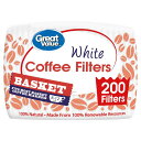 【アメリカウォルマートPB】グレートバリュー ホワイトバスケットコーヒーフィルター 200枚入り Great Value White Basket Coffee...