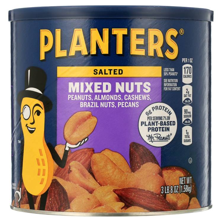 【アメリカウォルマート品】プランターズ 塩味ミックスナッツ 1.58kg キャニスター PLANTERS Salted Mi..