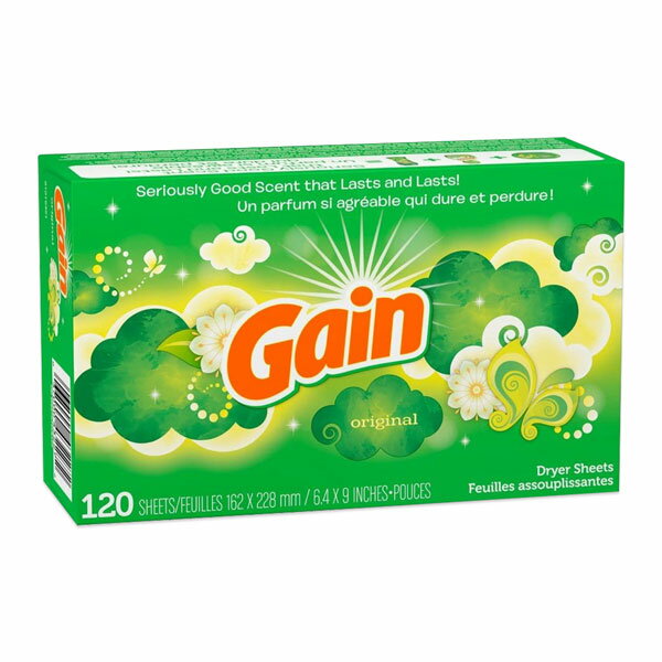 【衣類・雑巾類の洗濯に】ゲイン ドライヤーシート オリジナル 120枚 しわ伸ばし Gain Original Dryer Sheets 120 Count アメリカ [海外直送] アメリカ 有名ブランド 米国