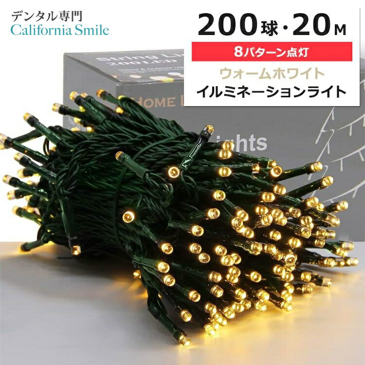 クリスマス LED イルミネーション ライト 200球 20M ウォームホワイト HOME LIGHTING 200 LED 66FT Illumination Lights デコ ガーデン 壁 パティオ バルコニー フェンス 室内 室外