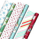 【全品対象・常時2個300円・3個800円・4個1000円OFFクーポン】ホールマーク ホリデーラッピングペーパー ホワイト ブルー レッド リバーシブル 3枚...