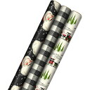 【全品対象・常時2個300円・3個800円・4個1000円OFFクーポン】ホールマーク ブラッククリスマス ラッピングペーパー 3枚セット Hallmark B...