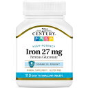 【全品対象・常時2個300円・3個800円・4個1000円OFFクーポン】21st Century グルコン酸鉄 27mg 110粒 21st Century ...