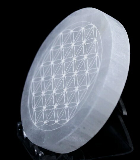 セレナイト （エナジープレート） フラワーオブライフ （生命の花） 約80mm　　※天然石 パワーストーン お守り石 【クーポン対象】【39ショップ】