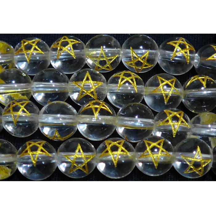 Rakuten - 水晶 丸玉 （五芒星） 8mm A　　※ 天然石 天然石ビーズ パワーストーン 1粒売り バラ売り 1玉販売 【クーポン対象】【39ショップ】