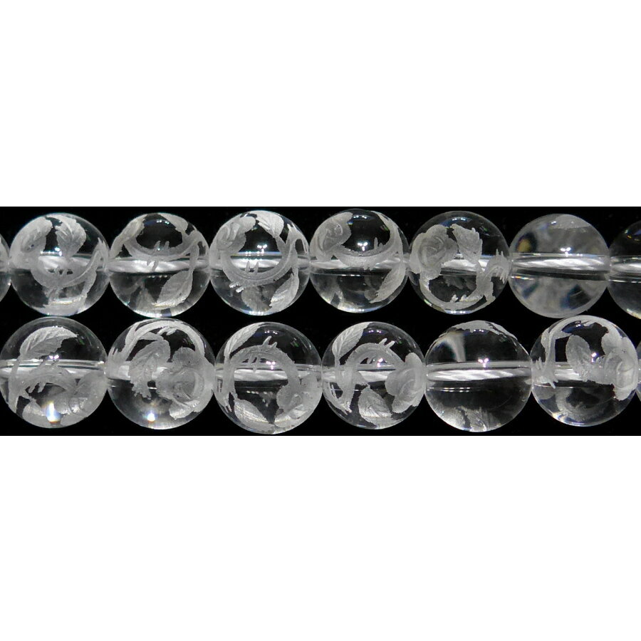 水晶 丸玉 （薔薇の彫刻） 10mm A　　※ 天然石 天然石ビーズ パワーストーン 1粒売り バラ売り 1玉販売 【クーポン対象】【39ショップ】