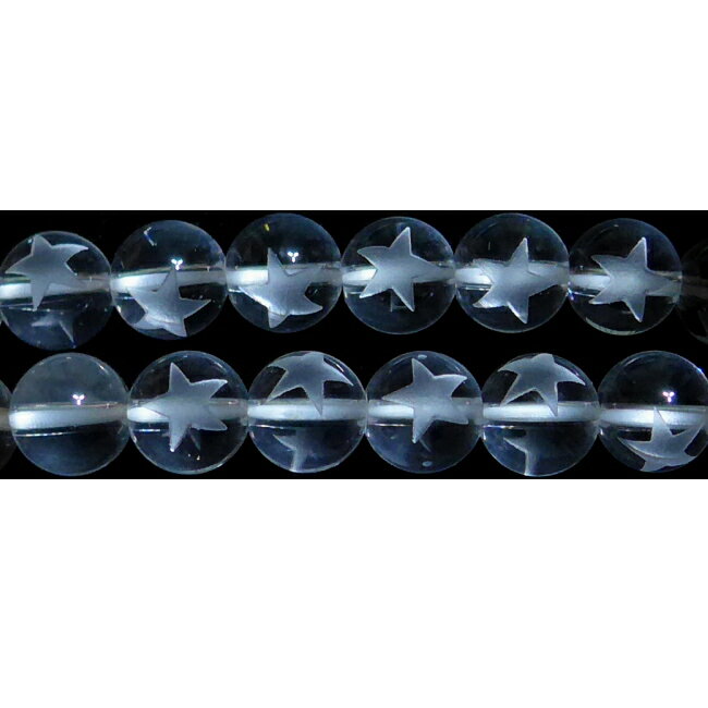 Rakuten - 水晶 星の彫刻 8mm A　　※ 天然石 天然石ビーズ パワーストーン 1粒売り バラ売り 1玉販売 【クーポン対象】【39ショップ】