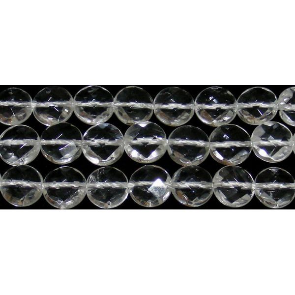 Rakuten - 水晶 コインカット 10mm B　　※ 天然石 天然石ビーズ パワーストーン 1粒売り バラ売り 1玉販売 【クーポン対象】【39ショップ】