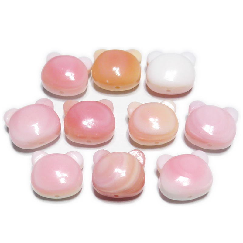 クイーンコンクシェル 熊のモチーフ 10*9mm AA　　※ 天然石 天然石ビーズ パワーストーン 1粒売り バラ..