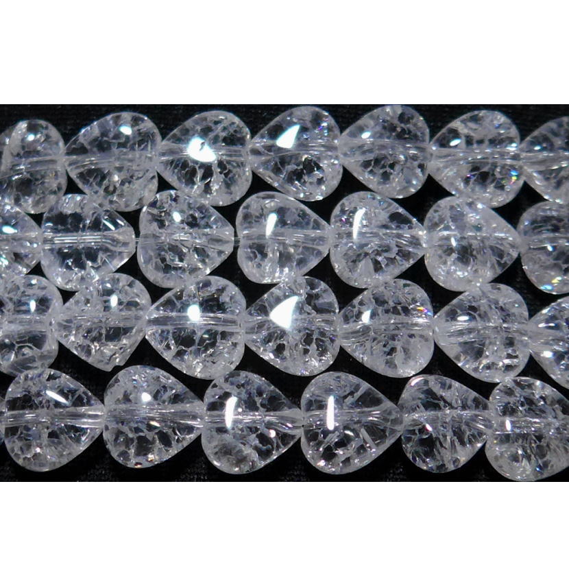 Rakuten - クラック水晶 パフハート 8mm B　　※ 天然石 天然石ビーズ パワーストーン 1粒売り バラ売り 1玉販売 【クーポン対象】【39ショップ】