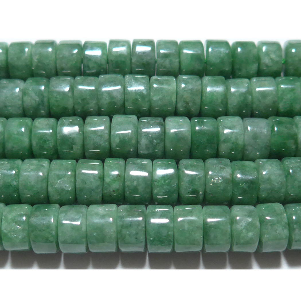 本翡翠 ホイール型 7.5*4.5mm A　　※ 天然石 天然石ビーズ パワーストーン 1粒売り バラ売り 1玉販売 【クーポン対象】【39ショップ】