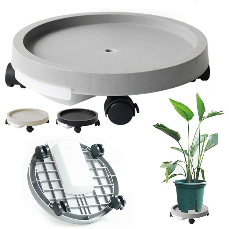 植木鉢台 移動花台 鉢受台 フラワースタンド 鉢置台 キャスター 受け皿 360°回転 ロック可能 ストッパー付き 28.6cm 34.3cm 40cm 5サイ 51.4cm 45.3cm