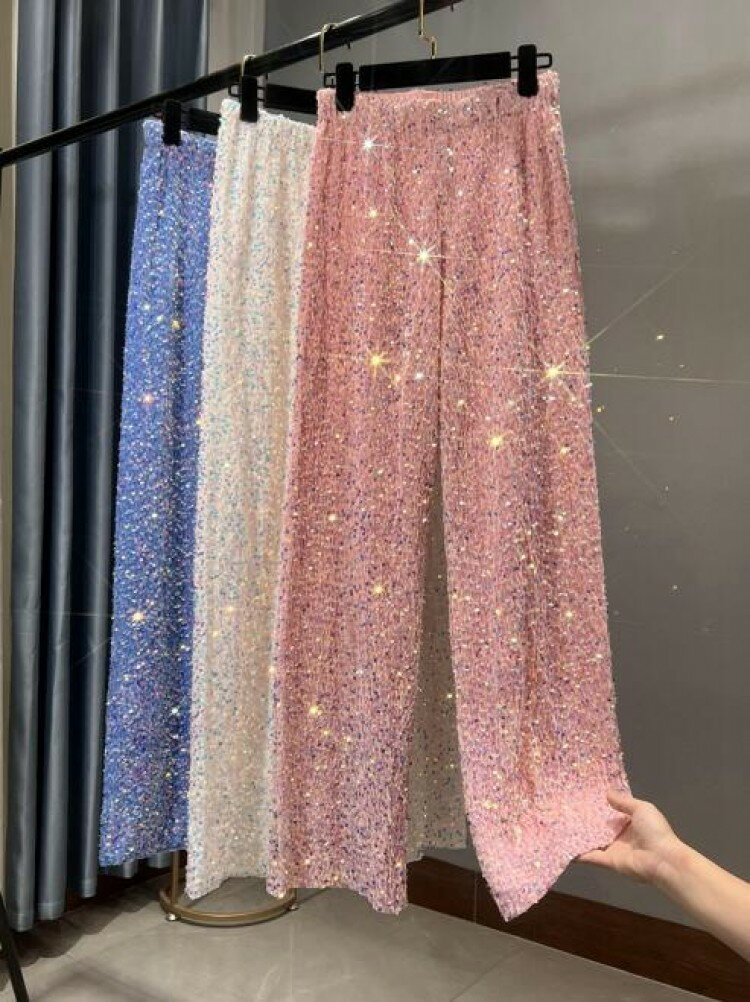 レディーダンス衣装 スパンコール パンツ 女性 ジャズ DS バー キラキラ 演出服 ストレートパンツ ワイドパンツ ステージ衣装 おしゃれ スパンコールパンツ カラフル
