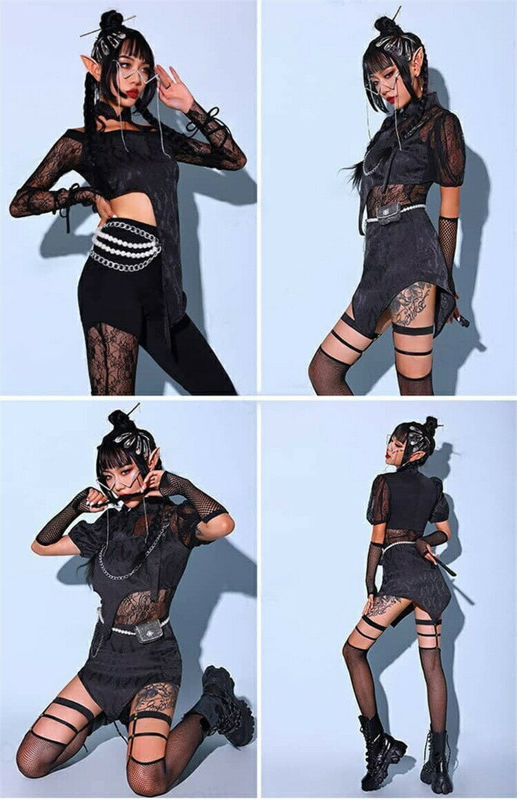 韓国 ダンス衣装 大人 セットアップ ヒップホップ レディース 黒 セクシー ダンス 衣装 上下セット ジャズダンス衣装 DS演出服 k-pop アイドル衣装 派手 チ JAZZ おしゃれ