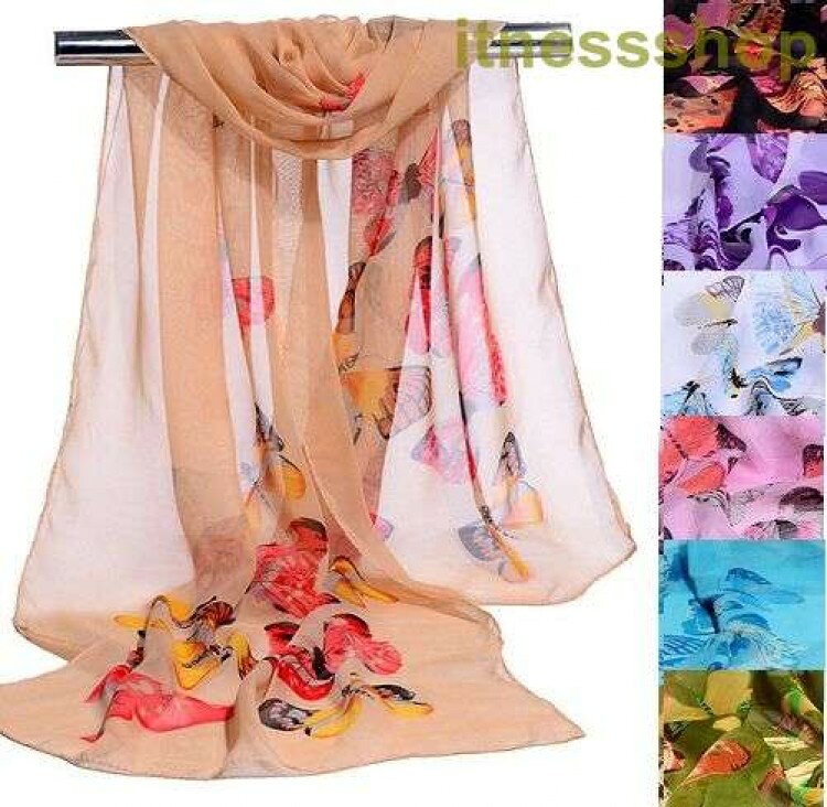 新品 スカーフ シフォン シンプル 蝶プリントバッグ ブランド雑貨 レディーススカーフ マフラー 小物