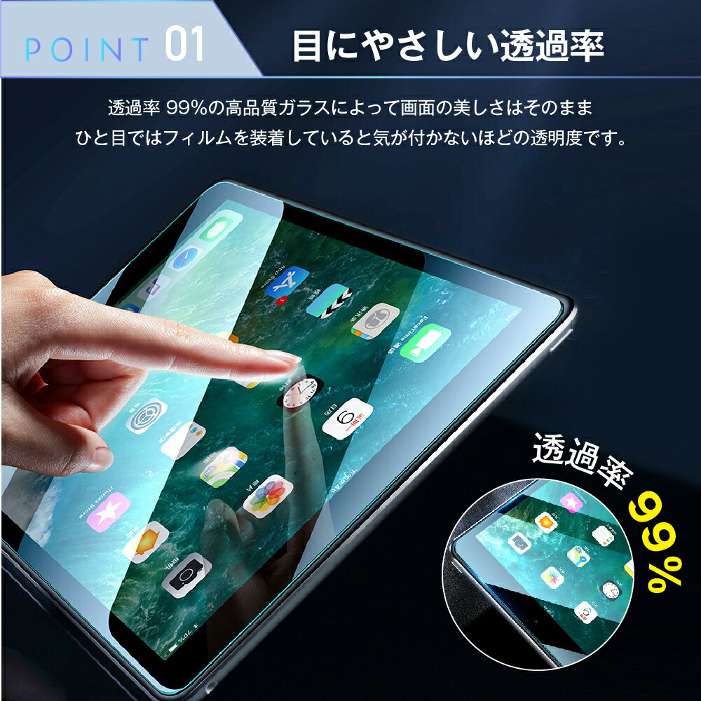 iPad ガラスフィルム iPad Pro 11インチ 超強化ガラスフィルム 透明 硬度9H 高透過率 傷防止 指紋防止 気泡防止 液晶 ディスプレイ 保護フィルム 耐衝撃 画面保護フィルム