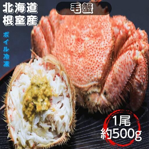 毛蟹 500g前後 ボイル冷凍 北海道根室産 送料無料 産地直送 一人前 毛蟹 500g前後 ボイル冷凍 北海道根室産 送料無料 産地直送 一人前