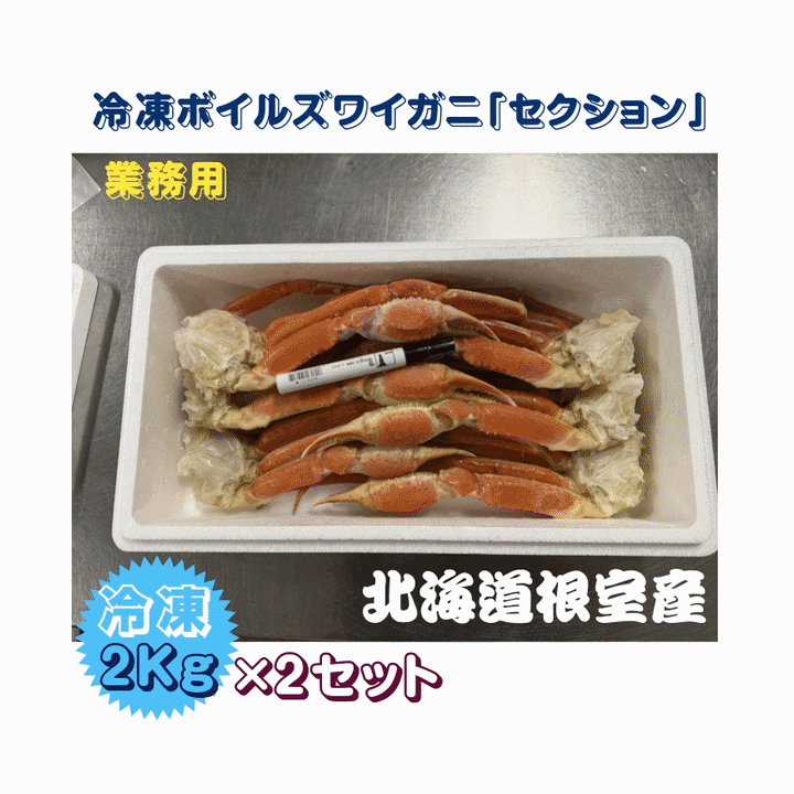 冷凍ボイル本ズワイ脚（足）セクション2kg/箱×2セット 業務用 北海道 根室産 ズワイガニ ずわいがに 産地直送