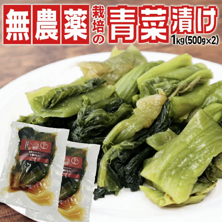 青菜漬け 山形名物 せいさい漬け 500g×2袋 1Kgセット 高菜漬け 飯豊ばあちゃんお漬けもの 柿渋散布の天然農薬栽培 送料無料