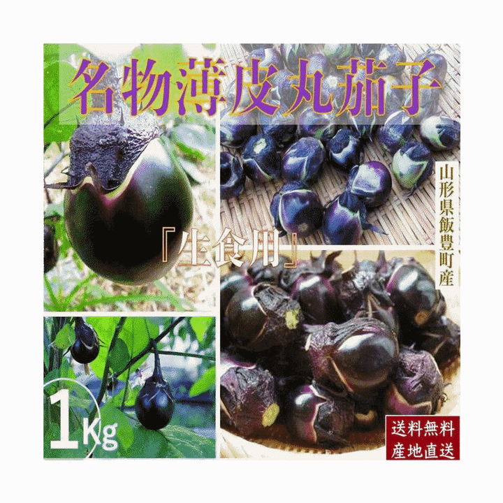 大評判 野菜 ナス 早期予約 山形県飯豊町産 名物薄皮丸茄子 生 1Kg /袋 産地直送 ...