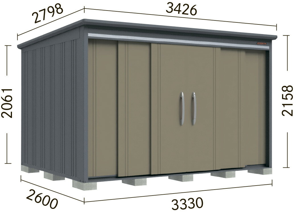 【10倍ポイント実施中】BELOS　B-3326　背面棚　一般型/標準屋根　収納　物置　屋外 【間口3330mm　奥行2600mm　高さ2158mm】【配送のみ】