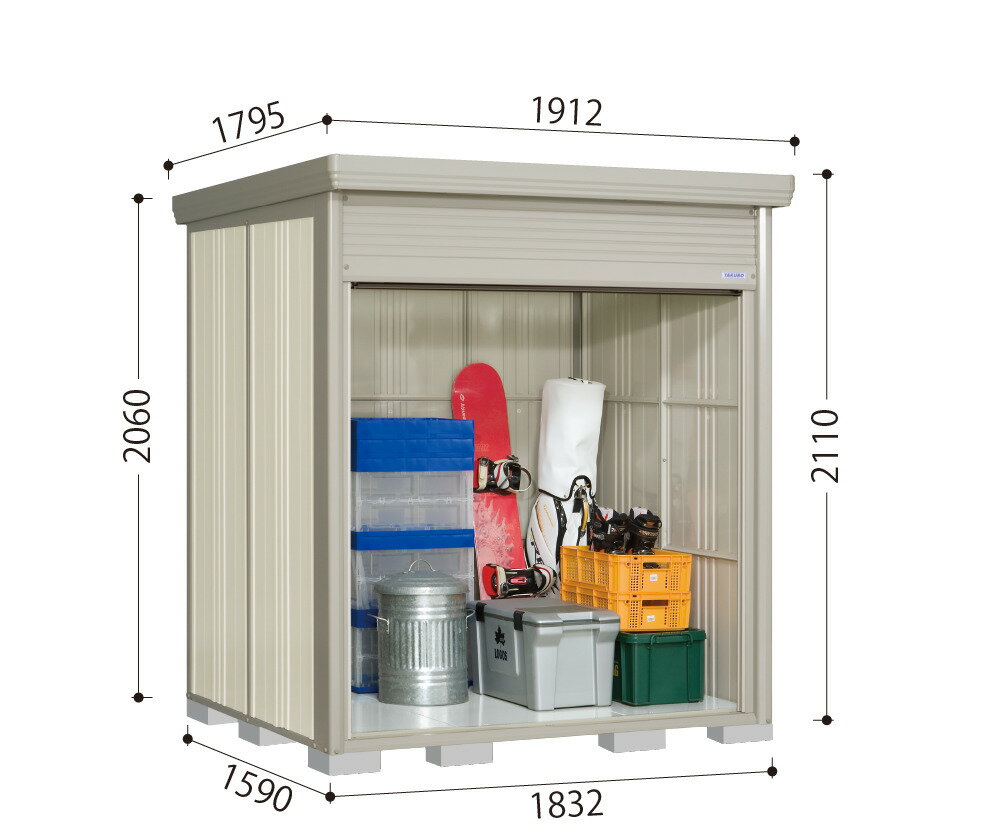 Rakuten - タクボ物置 NDE-1815H　Mr.ストックマンダンディ　巻き上げシャッター扉タイプ 一般型/標準屋根 屋外 収納 物置 【送料無料】
