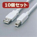 ☆【10個セット】 エレコム フェライト内蔵USBケーブル USB2-FS15X10