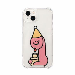 ☆168cm ハイブリッドクリアケース for iPhone 13 Pink Olly with ケーキ 168254i13