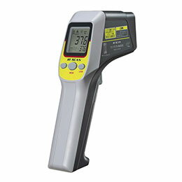 非接触で温度測定が可能な、レーザーマーカー付きの放射温度計●対象物に触れることなく-38〜365℃の幅広い温度測定が可能なガンタイプの非接触放射温度計です。 ●測定する対象物をレーザー光で指示できるので、測定箇所が明確になります。 ●クラス2レーザー製品に該当し、PSC認証マーク付きなので、安心して使用できます。 ●測定する対象の材質や表面状態に合わせて2段階(0.95/0.70)の放射率設定が可能です。※1 ●暗いところでも表示が見やすいバックライト機能が付いています。 ●最大60分間連続して温度測定が可能な連続測定モード機能が付いています。 ●オートパワーオフ機能付きで、長時間使用しない場合、自動的に電源が切れるので、電源の切り忘れがありません。 ●便利な電池残量表示機能付きです。 放射温度計で体温は測れますか? 放射温度計CHE-TN430は、レーザー光を搭載した非接触放射温度計です。 原理的には人体の表面温度の測定は可能ですが、レーザー光を使用していますので人の目にレーザー光が入った場合、障害を与える恐れがあり大変危険です。レーザー光線を人に向けて照射したり、レーザー照射部をのぞき込まないでください。 また、測定精度は±2.5%もしくは2.5℃(0〜365℃)、放射率設定の影響もあり正確な体温測定はできません。 ※1　放射率代表例 物質　　　　:放射率 水　　　　　:0.92〜0.96 ガラス　　　:0.75〜0.95 ゴム　　　　:0.86〜0.95 コンクリート:0.94 セメント　　:0.96 石膏　　　　:0.80〜0.90 プラスチック:0.60〜0.85 粘土　　　　:0.85〜0.90 紙　　　　　:0.70〜0.94 塗料　　　　:0.8〜0.95 皮膚　　　　:0.98■測定範囲:-38〜365℃ ■精度:対象温度 -38〜0℃/±[2.5℃+(0-表示温度)×0.05℃] 対象温度 0〜365℃/±2.5%もしくは2.5℃の大きい方 対象温度 15〜35℃、温度範囲25℃の時/±1.5℃ ■分解能:0.2℃(-9.9〜199℃)、それ以外は0.1℃ ■放射率:0.95/0.70(初期設定は0.95) ■測定距離と測定範囲:12:1(120cmの距離に対して直径10cmの範囲を測定) ■動作温度:10〜50℃ ■連続使用時間:約14時間(アルカリ乾電池を使用時) ■電源:単四乾電池×2本 ■サイズ:W153×D114.3×H47.6mm ■重量:177g(電池含む) ■材質:ABS樹脂