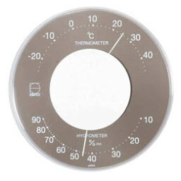 ☆EMPEX 温度・湿度計 セレナカラー 丸型 置き掛け兼用 LV-4357 グレー
