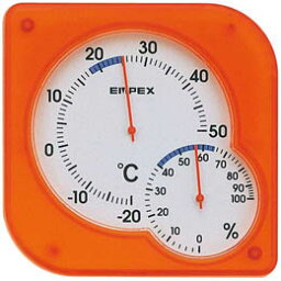 ☆EMPEX 温度・湿度計 シュクレmidi 置き掛け兼用 TM-5604 クリアオレンジ