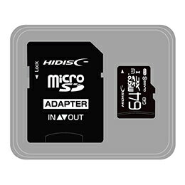 ☆HIDISC microSDHCカード 64GB CLASS10 UHS-1対応 高速転送 Read80 SD変換アダプタ付き HDMCSDX64GCL10UIJP3