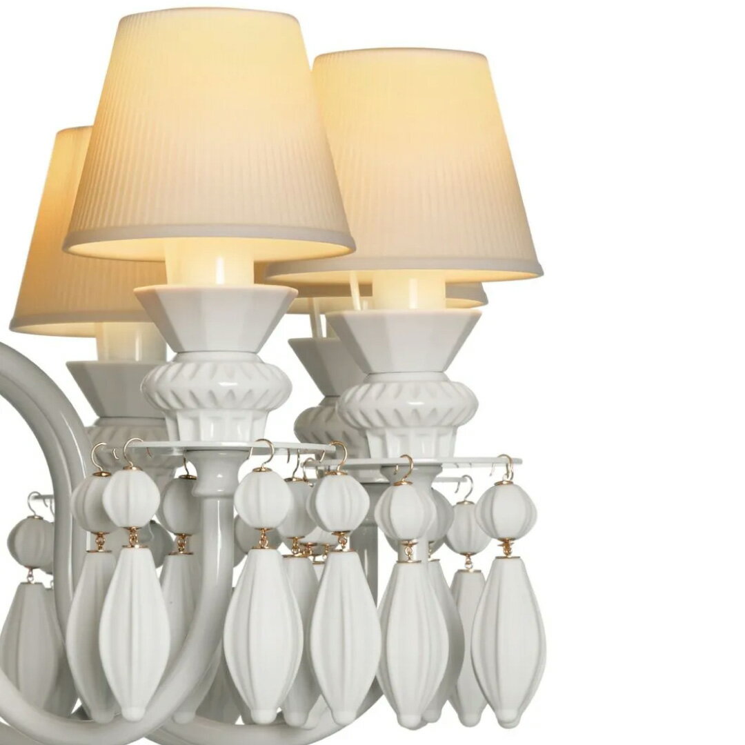 ����������Ź��LLADRO �����ǥꥢ �ڥ����ȥ��� �ڥ����ȥ饤�� �饤�� ���� ���� ���ɥ� ���� �ǥ����ʡ����ȶ� �ǥ����ʡ��� Belle de Nuit-Chandelier 24�� �� �ۥ磻�� WHITE