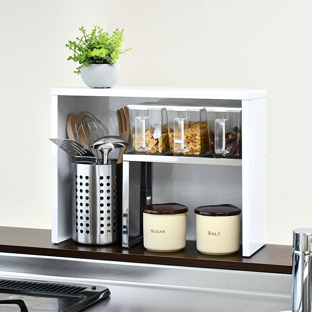 手元が隠せるカウンター上収納 W45 《足立製作所 キッチン収納 カウンター上収納 小物 》