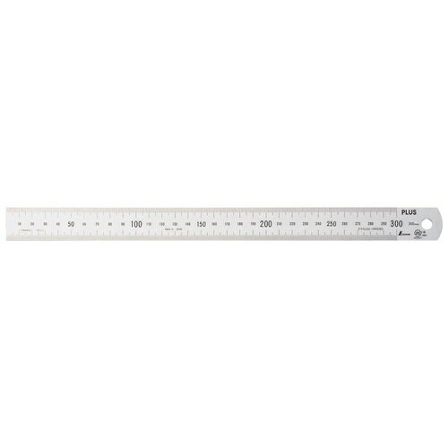 プラス ステンレス直尺 シルバー 【目盛りの長さ30cm×厚さ1mm】 47-742
