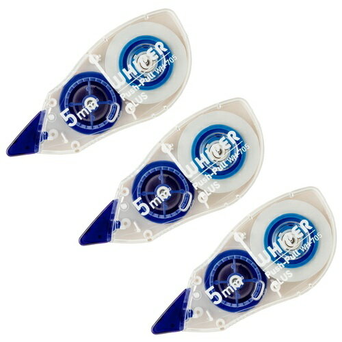 シンプルで使いやすいタテ引きタイプ。直進性に優れたローラーヘッドを搭載。 ●外形寸法（幅）[mm]：16 ●外形寸法（奥）[mm]：89 ●外形寸法（高）[mm]：39 ●テープ寸法（幅）[mm]*：5 ●テープ寸法（長）[m]*：12 ●引き方向：タテ引きタイプ ●パッケージ仕様：簡易包装 ●色：ブルー ●仕様：本体 ●種別：本体 ●テープ長：12m ●ローラーヘッド ●入数：3個