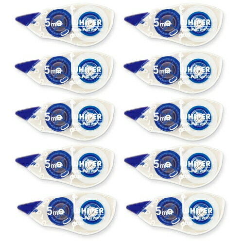 シンプルで使いやすいタテ引きタイプ。直進性に優れたローラーヘッドを搭載。 ●外形寸法（幅）[mm]：16 ●外形寸法（奥）[mm]：89 ●外形寸法（高）[mm]：39 ●テープ寸法（幅）[mm]*：5 ●テープ寸法（長）[m]*：12 ●引き方向：タテ引きタイプ ●パッケージ仕様：簡易包装 ●色：ブルー ●仕様：本体 ●種別：本体 ●テープ長：12m ●入数：10個（1個×10個）