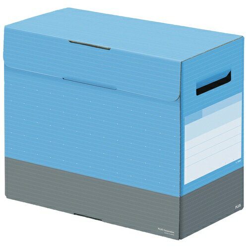 プラス ファイルボックス フタ付き A4横 背幅150mm デジャヴ スカイブルー 76-451