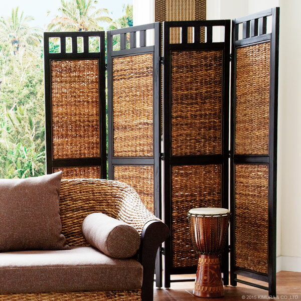 【最大3,000円OFFクーポン有!10日限定PT2倍】送料無料 バナナリーフ パーテーション スクリーン 4連 | 家具 インテリア スクリーン パーテーション パーティション 間仕切り 目隠し 仕切り 衝立 ついたて リビング 寝室 ダイニング キッチン