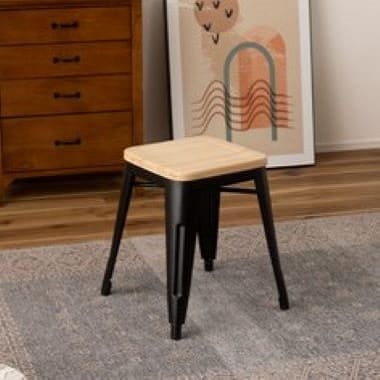 【最大3000円OFFクーポン※お買い物マラソン】スツール | スチール 四角 角椅子 チェア チェアー イス 椅子 サイドテーブル おしゃれ アイアン 木製 天然木 完成品 シンプル インダストリアルマット仕上げ ブラック シルバー ヴィンテージ 花台 アンティーク [2]