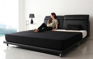 【最大3,000円OFFクーポン有！PT3倍！ブラックフライデー】リクライニング機能付き・モダンデザインローベッド マルチラススーパースプリング マットレス付き ダブル