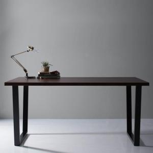 【最大3,000円OFFクーポン有！PT3倍！スーパーSALE】天然木天板 スチール脚 モダンデザインテーブル ブラウン V字脚 W150 組立設置付