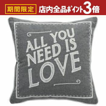 【最大3,000円OFFクーポン有！PT3倍！ブラックフライデー】クッション カバー カバーリングタイプ グレー 灰色 ヴィンテージ アンティーク アンティーク風 デザイン 柄 模様 個性的 文字 英語 love 家具 収納家具 収納 四角 正方形 ダイニング インテリア ヴィヴェンテ