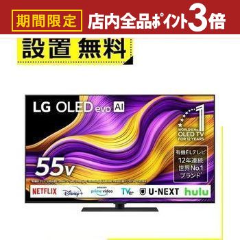 【最大3,000円OFFクーポン有！PT3倍！ブラックフライデー】全国設置無料 LG 有機ELテレビ OLED55G5PJB | エルジー LG Electorinics 55V型 4K対応 BS 4Kチューナー内蔵 YouTube・Netflix対応 ブラック